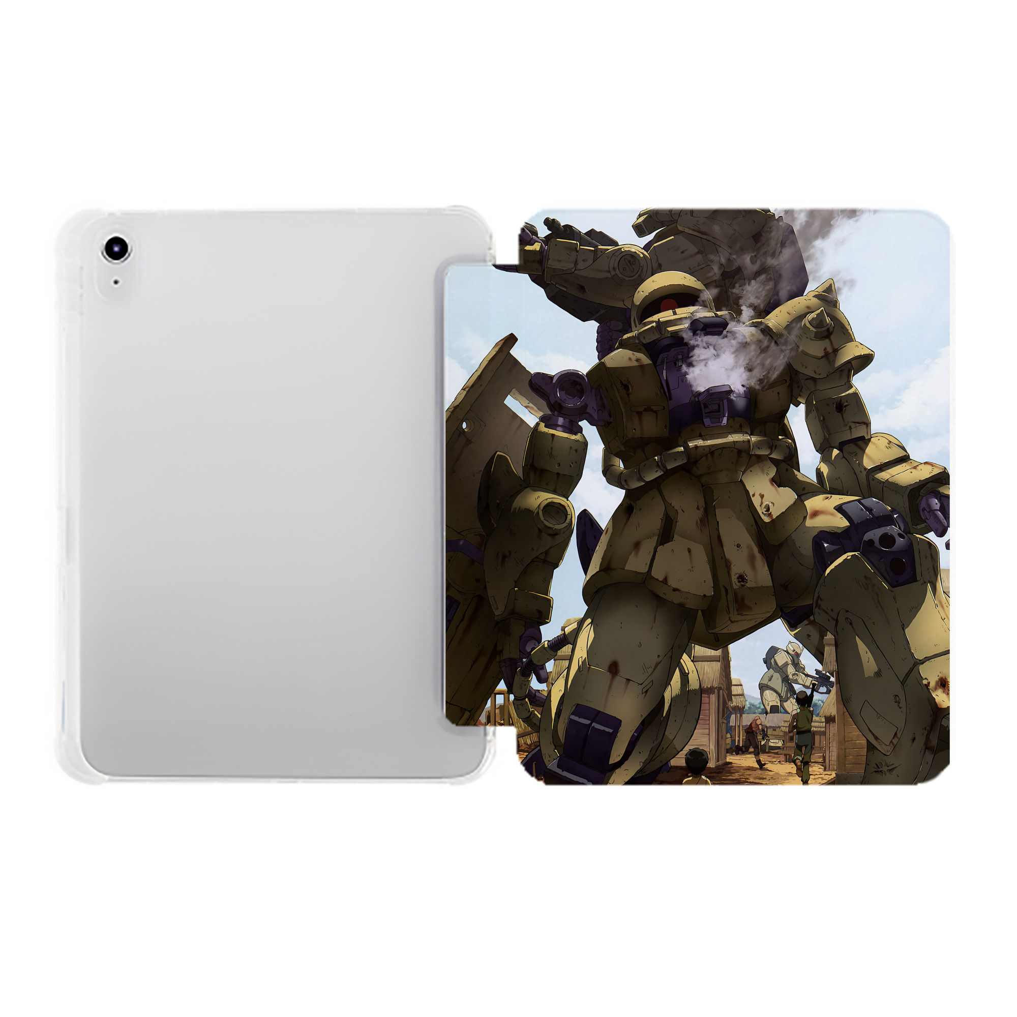 （画像用） 機動戦士ガンダム Mobile Suit Gundam IPad ケース ペン収納付き 三つ折りスタンド PUレザー×シリコン 対応機種9.5/10.5/10.9インチ